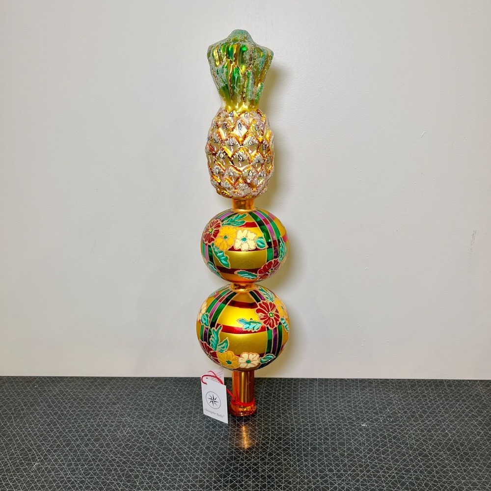 1998 Christopher Radko‎ Pineapple Finial 14" Tree Topper 98-466-0, RARE Tropical
